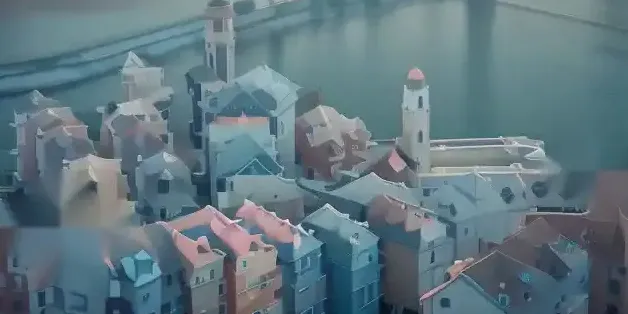 Rozbudowane miasteczko Townscaper